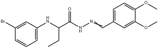 2-(3-bromoanilino)-N'-(3,4-dimethoxybenzylidene)butanohydrazide Structure