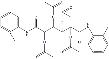 2,3-bis(acetyloxy)-1-[1-(acetyloxy)-2-oxo-2-(2-toluidino)ethyl]-4-oxo-4-(2-toluidino)butyl acetate 구조식 이미지