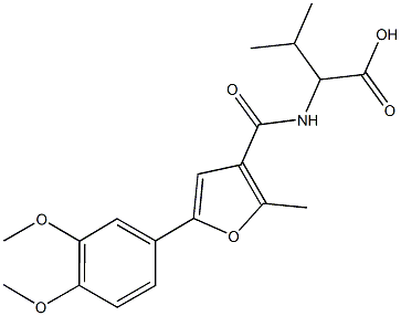 N-[5-(3,4-dimethoxyphenyl)-2-methyl-3-furoyl]valine 구조식 이미지