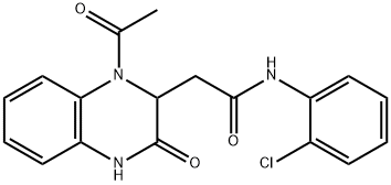 2-(1-acetyl-3-oxo-1,2,3,4-tetrahydro-2-quinoxalinyl)-N-(2-chlorophenyl)acetamide Structure