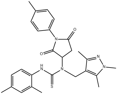 N'-(2,4-dimethylphenyl)-N-[1-(4-methylphenyl)-2,5-dioxo-3-pyrrolidinyl]-N-[(1,3,5-trimethyl-1H-pyrazol-4-yl)methyl]thiourea Structure