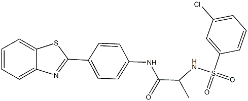 N-[4-(1,3-benzothiazol-2-yl)phenyl]-2-{[(3-chlorophenyl)sulfonyl]amino}propanamide 구조식 이미지