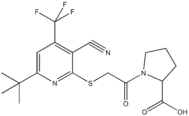 1-({[6-tert-butyl-3-cyano-4-(trifluoromethyl)-2-pyridinyl]sulfanyl}acetyl)proline 구조식 이미지