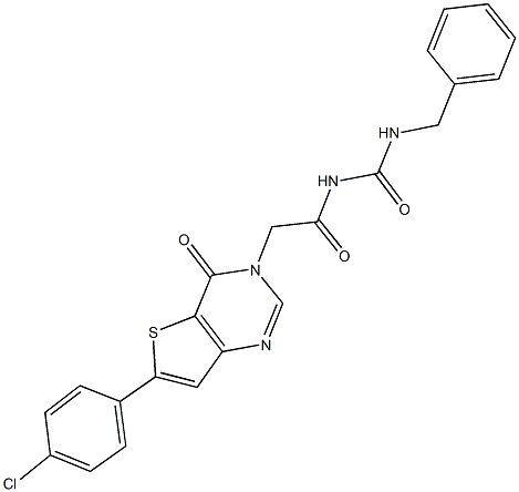 N-benzyl-N'-[(6-(4-chlorophenyl)-4-oxothieno[3,2-d]pyrimidin-3(4H)-yl)acetyl]urea Structure