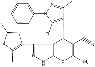 6-amino-4-(5-chloro-3-methyl-1-phenyl-1H-pyrazol-4-yl)-3-(2,5-dimethyl-3-thienyl)-1,4-dihydropyrano[2,3-c]pyrazole-5-carbonitrile 구조식 이미지