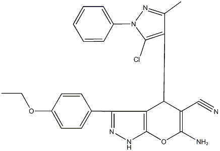 6-amino-4-(5-chloro-3-methyl-1-phenyl-1H-pyrazol-4-yl)-3-(4-ethoxyphenyl)-1,4-dihydropyrano[2,3-c]pyrazole-5-carbonitrile Structure