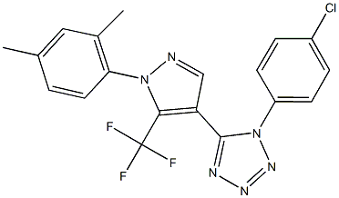 1-(4-chlorophenyl)-5-[1-(2,4-dimethylphenyl)-5-(trifluoromethyl)-1H-pyrazol-4-yl]-1H-tetraazole 구조식 이미지