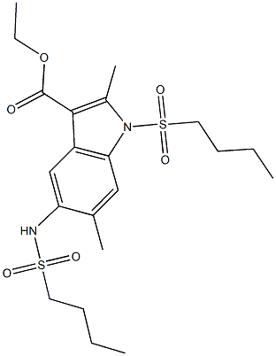 ethyl 1-(butylsulfonyl)-5-[(butylsulfonyl)amino]-2,6-dimethyl-1H-indole-3-carboxylate 구조식 이미지