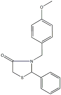 3-(4-methoxybenzyl)-2-phenyl-1,3-thiazolidin-4-one 구조식 이미지