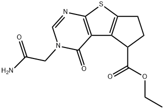 ethyl 3-(2-amino-2-oxoethyl)-4-oxo-3,5,6,7-tetrahydro-4H-cyclopenta[4,5]thieno[2,3-d]pyrimidine-5-carboxylate 구조식 이미지