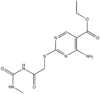 ethyl 4-amino-2-[(2-{[(methylamino)carbonyl]amino}-2-oxoethyl)sulfanyl]-5-pyrimidinecarboxylate 구조식 이미지