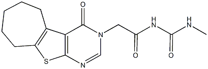 N-methyl-N'-[(4-oxo-6,7,8,9-tetrahydro-4H-cyclohepta[4,5]thieno[2,3-d]pyrimidin-3(5H)-yl)acetyl]urea Structure