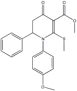 methyl 1-(4-methoxyphenyl)-2-(methylsulfanyl)-4-oxo-6-phenyl-1,4,5,6-tetrahydro-3-pyridinecarboxylate 구조식 이미지