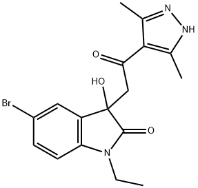 5-bromo-3-[2-(3,5-dimethyl-1H-pyrazol-4-yl)-2-oxoethyl]-1-ethyl-3-hydroxy-1,3-dihydro-2H-indol-2-one Structure