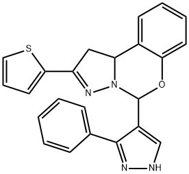 5-(3-phenyl-1H-pyrazol-4-yl)-2-(2-thienyl)-1,10b-dihydropyrazolo[1,5-c][1,3]benzoxazine 구조식 이미지