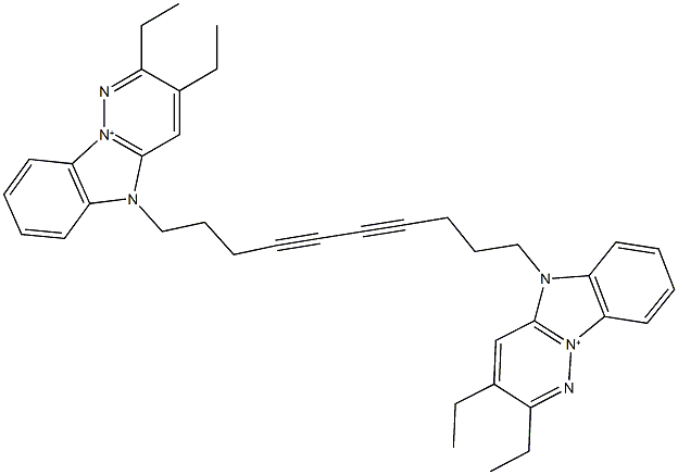 5-[10-(2,3-diethyl-5H-pyridazino[1,6-a]benzimidazol-10-ium-5-yl)-4,6-decadiynyl]-2,3-diethyl-5H-pyridazino[1,6-a]benzimidazol-10-ium 구조식 이미지