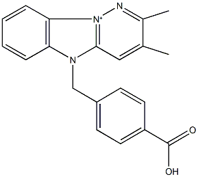 5-(4-carboxybenzyl)-2,3-dimethyl-5H-pyridazino[1,6-a]benzimidazol-10-ium 구조식 이미지