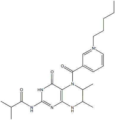 3-[(2-(isobutyrylamino)-6,7-dimethyl-4-oxo-4,6,7,8-tetrahydro-5(3H)-pteridinyl)carbonyl]-1-pentylpyridinium Structure