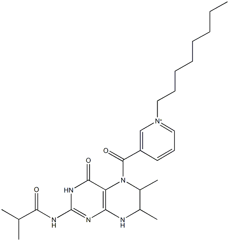 3-[(2-(isobutyrylamino)-6,7-dimethyl-4-oxo-4,6,7,8-tetrahydro-5(3H)-pteridinyl)carbonyl]-1-octylpyridinium 구조식 이미지