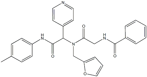 N-(2-{(2-furylmethyl)[2-oxo-1-(4-pyridinyl)-2-(4-toluidino)ethyl]amino}-2-oxoethyl)benzamide 구조식 이미지