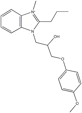 3-[2-hydroxy-3-(4-methoxyphenoxy)propyl]-1-methyl-2-propyl-3H-benzimidazol-1-ium 구조식 이미지