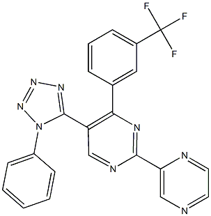5-(1-phenyl-1H-tetraazol-5-yl)-2-(2-pyrazinyl)-4-[3-(trifluoromethyl)phenyl]pyrimidine 구조식 이미지