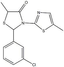 2-(3-chlorophenyl)-5-methyl-3-(5-methyl-1,3-thiazol-2-yl)-1,3-thiazolidin-4-one Structure