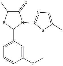 2-(3-methoxyphenyl)-5-methyl-3-(5-methyl-1,3-thiazol-2-yl)-1,3-thiazolidin-4-one Structure