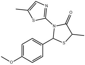 2-(4-methoxyphenyl)-5-methyl-3-(5-methyl-1,3-thiazol-2-yl)-1,3-thiazolidin-4-one 구조식 이미지