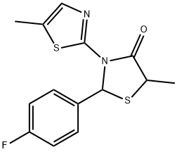 2-(4-fluorophenyl)-5-methyl-3-(5-methyl-1,3-thiazol-2-yl)-1,3-thiazolidin-4-one 구조식 이미지