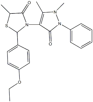 3-(1,5-dimethyl-3-oxo-2-phenyl-2,3-dihydro-1H-pyrazol-4-yl)-2-(4-ethoxyphenyl)-5-methyl-1,3-thiazolidin-4-one 구조식 이미지