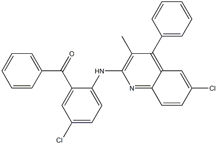 {5-chloro-2-[(6-chloro-3-methyl-4-phenyl-2-quinolinyl)amino]phenyl}(phenyl)methanone 구조식 이미지