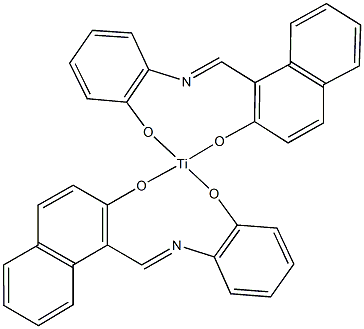 bis(1-{[(2-oxidophenyl)imino]methyl}-2-naphthalenolate) titanium(IV) complex Structure