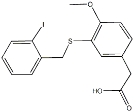 {3-[(2-iodobenzyl)sulfanyl]-4-methoxyphenyl}acetic acid Structure