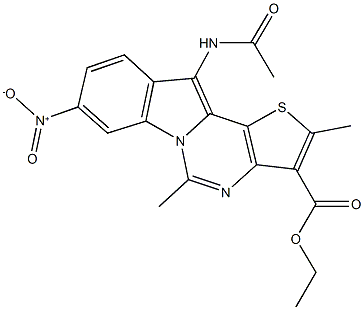 ethyl 11-(acetylamino)-8-nitro-2,5-dimethylthieno[3',2':4,5]pyrimido[1,6-a]indole-3-carboxylate 구조식 이미지