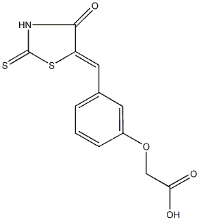 {3-[(4-oxo-2-thioxo-1,3-thiazolidin-5-ylidene)methyl]phenoxy}acetic acid 구조식 이미지