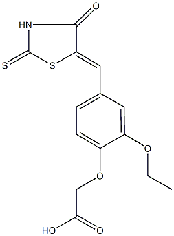 {2-ethoxy-4-[(4-oxo-2-thioxo-1,3-thiazolidin-5-ylidene)methyl]phenoxy}acetic acid Structure