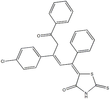 5-[3-(4-chlorophenyl)-5-oxo-1,5-diphenyl-2-pentenylidene]-2-thioxo-1,3-thiazolidin-4-one Structure