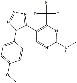 5-[1-(4-methoxyphenyl)-1H-tetraazol-5-yl]-N-methyl-4-(trifluoromethyl)-2-pyrimidinamine 구조식 이미지