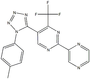 5-[1-(4-methylphenyl)-1H-tetraazol-5-yl]-2-(2-pyrazinyl)-4-(trifluoromethyl)pyrimidine Structure