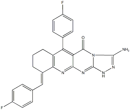 3-amino-10-(4-fluorobenzylidene)-6-(4-fluorophenyl)-7,8,9,10-tetrahydro[1,2,4]triazolo[4',3':1,2]pyrimido[4,5-b]quinolin-5(1H)-one Structure