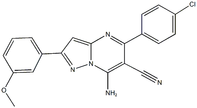 7-amino-5-(4-chlorophenyl)-2-(3-methoxyphenyl)pyrazolo[1,5-a]pyrimidine-6-carbonitrile 구조식 이미지