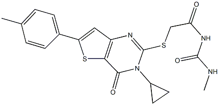 N-({[3-cyclopropyl-6-(4-methylphenyl)-4-oxo-3,4-dihydrothieno[3,2-d]pyrimidin-2-yl]sulfanyl}acetyl)-N'-methylurea Structure