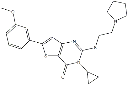 3-cyclopropyl-6-(3-methoxyphenyl)-2-{[2-(1-pyrrolidinyl)ethyl]sulfanyl}thieno[3,2-d]pyrimidin-4(3H)-one Structure