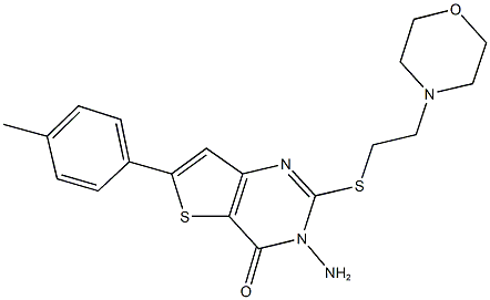 3-amino-6-(4-methylphenyl)-2-{[2-(4-morpholinyl)ethyl]sulfanyl}thieno[3,2-d]pyrimidin-4(3H)-one 구조식 이미지