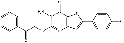 3-amino-6-(4-chlorophenyl)-2-[(2-oxo-2-phenylethyl)sulfanyl]thieno[3,2-d]pyrimidin-4(3H)-one Structure