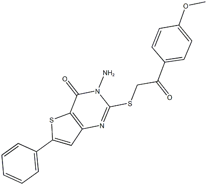 3-amino-2-{[2-(4-methoxyphenyl)-2-oxoethyl]sulfanyl}-6-phenylthieno[3,2-d]pyrimidin-4(3H)-one 구조식 이미지