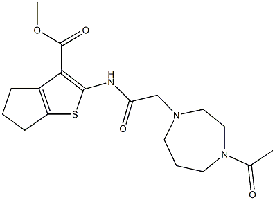 methyl 2-{[(4-acetyl-1,4-diazepan-1-yl)acetyl]amino}-5,6-dihydro-4H-cyclopenta[b]thiophene-3-carboxylate Structure
