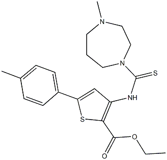 ethyl 3-{[(4-methyl-1,4-diazepan-1-yl)carbothioyl]amino}-5-(4-methylphenyl)-2-thiophenecarboxylate Structure