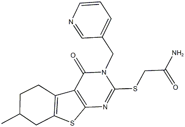 2-{[7-methyl-4-oxo-3-(3-pyridinylmethyl)-3,4,5,6,7,8-hexahydro[1]benzothieno[2,3-d]pyrimidin-2-yl]sulfanyl}acetamide Structure